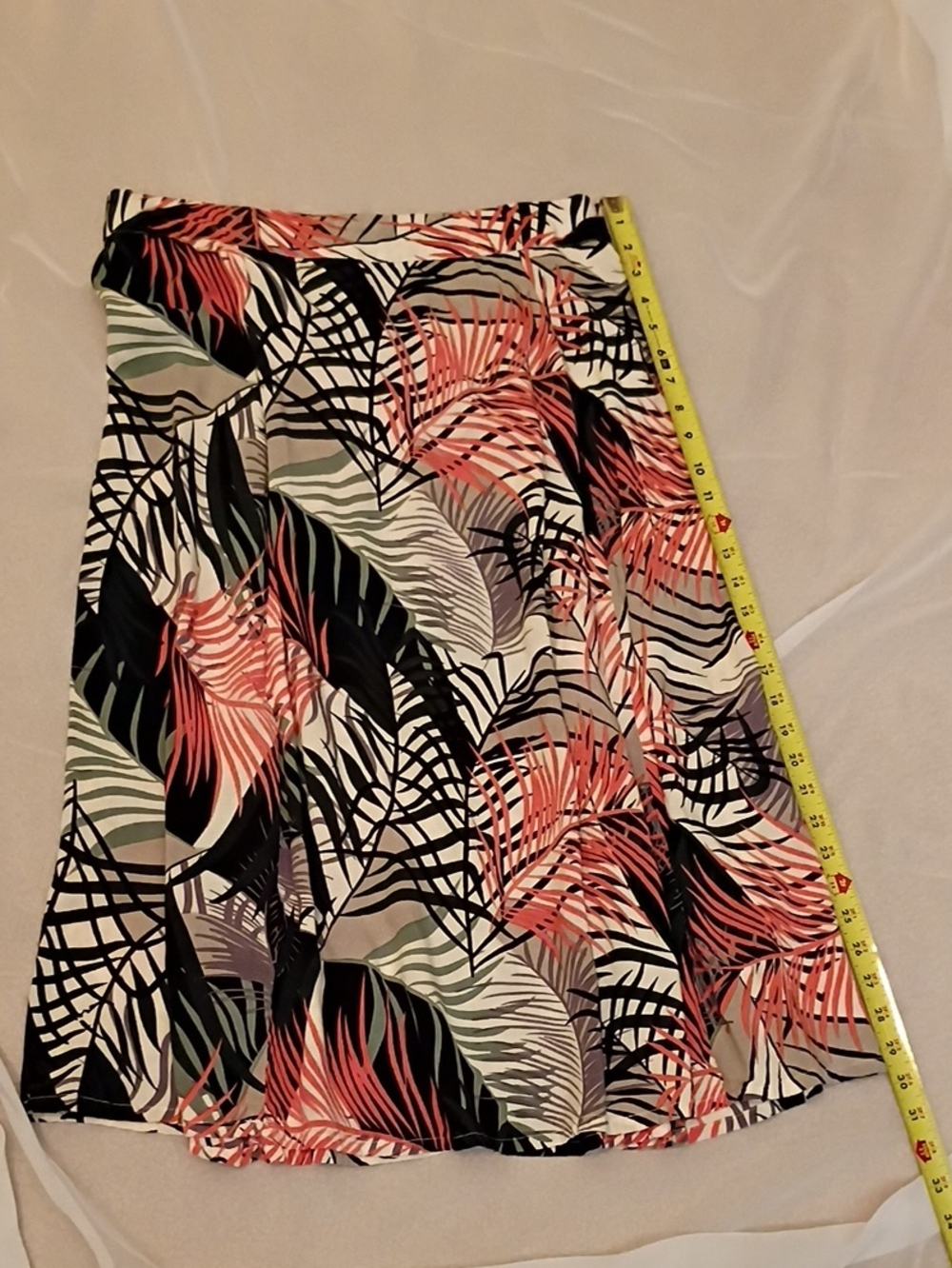 Tropical Palm A-Line Skirt in Pink & Black